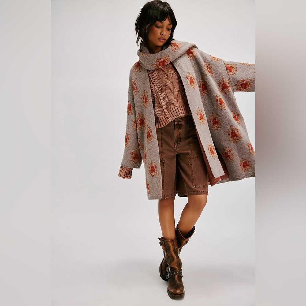 We The Free Floral Gray and Orange Coat